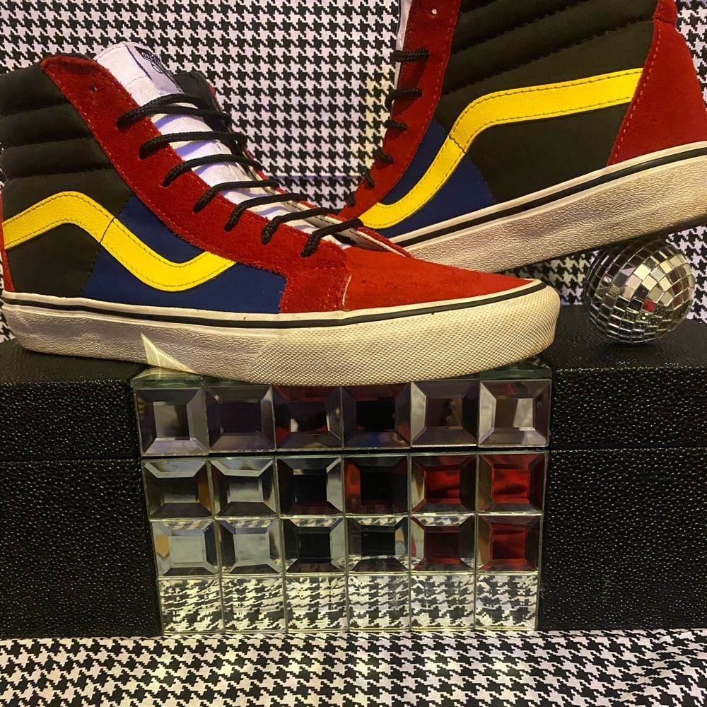 Vans Red, Yellow, Blue & Black Sk8-Hi Sneakers